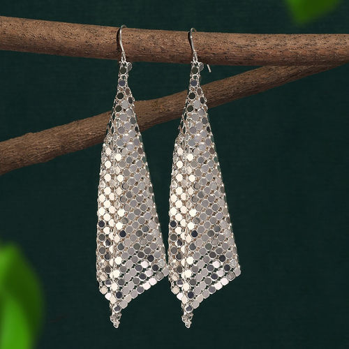 Buy Zaveri Pearls Silver Tone Party Bling Metallic Mesh Grid