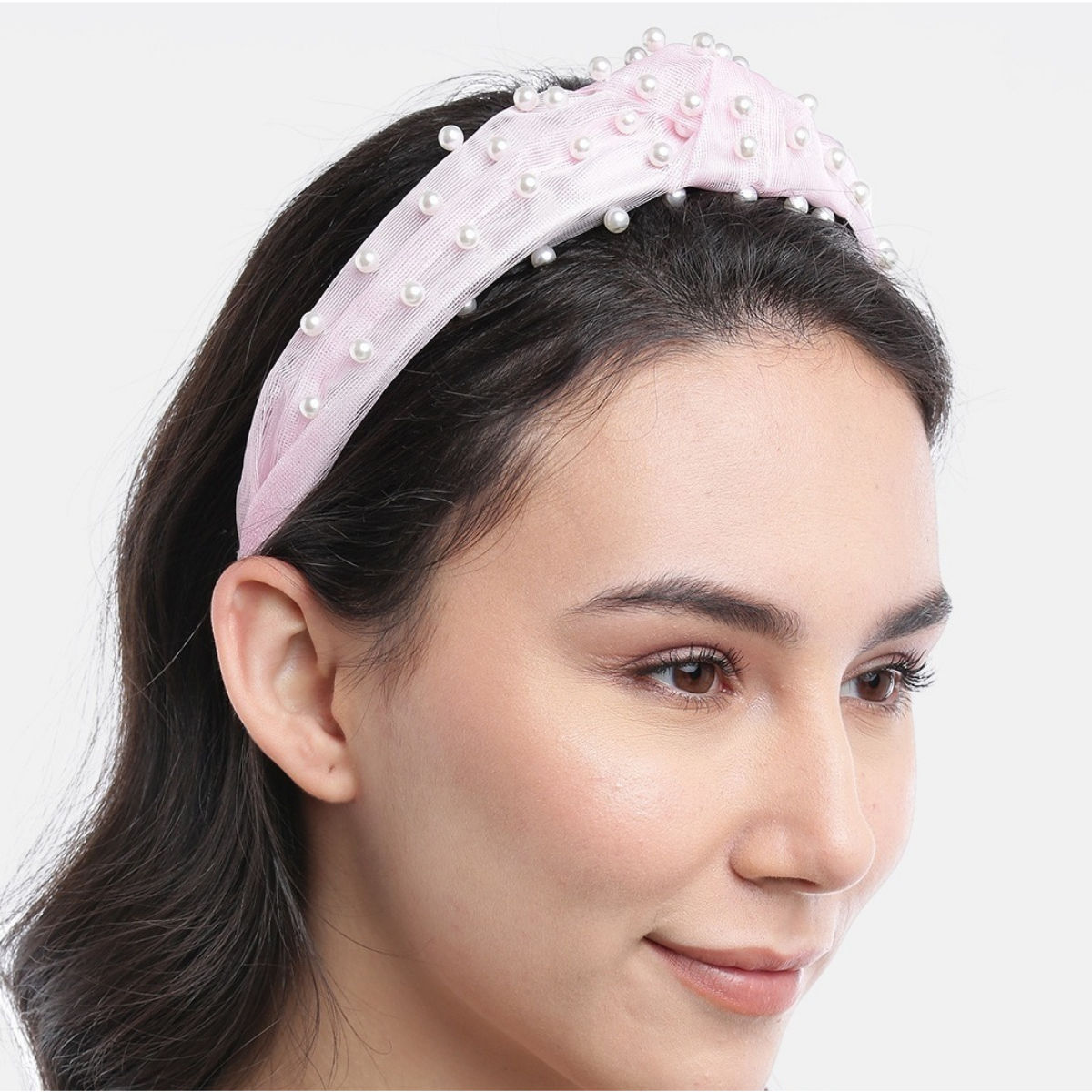 Blueberry Princess Pearl Embellished Pink Knot Hair Band