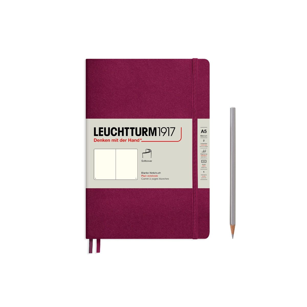 Leuchtturm1917 Medium A5-Size Soft Cover Notebook (Plain) - Port Red