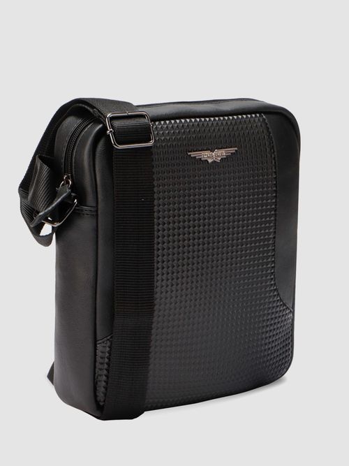 Buy Police Faux Leather Marcus Black Body Bag for Men Online