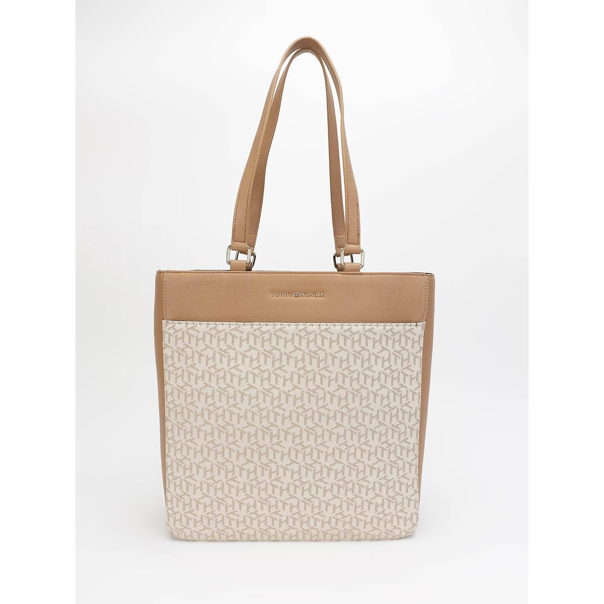 Tommy Hilfiger Logo Beige Polyester Tote Bag