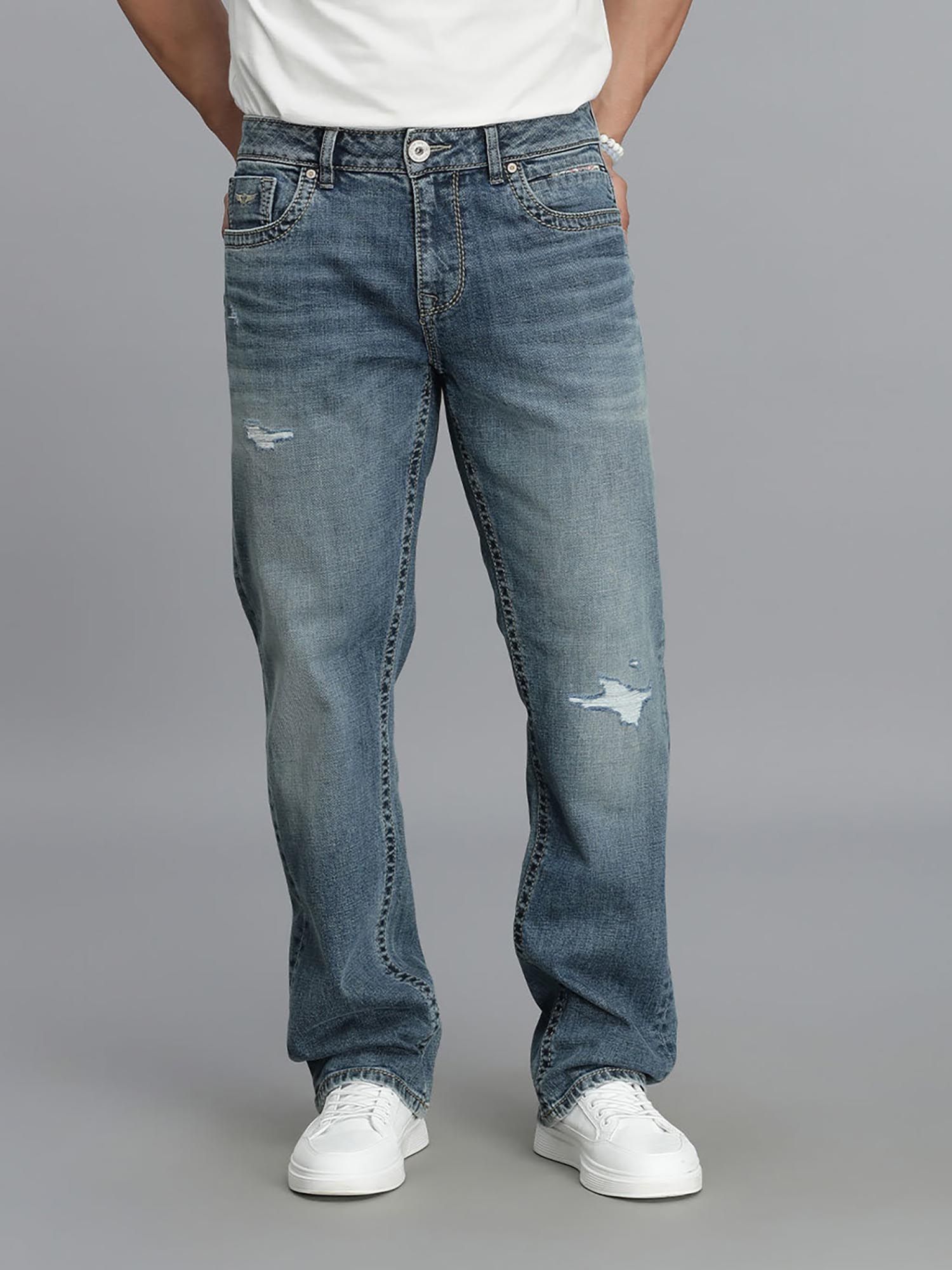 Buy ROOKIES Med Blue 5 Pocket Mid Rise Comfort And Straight Fit