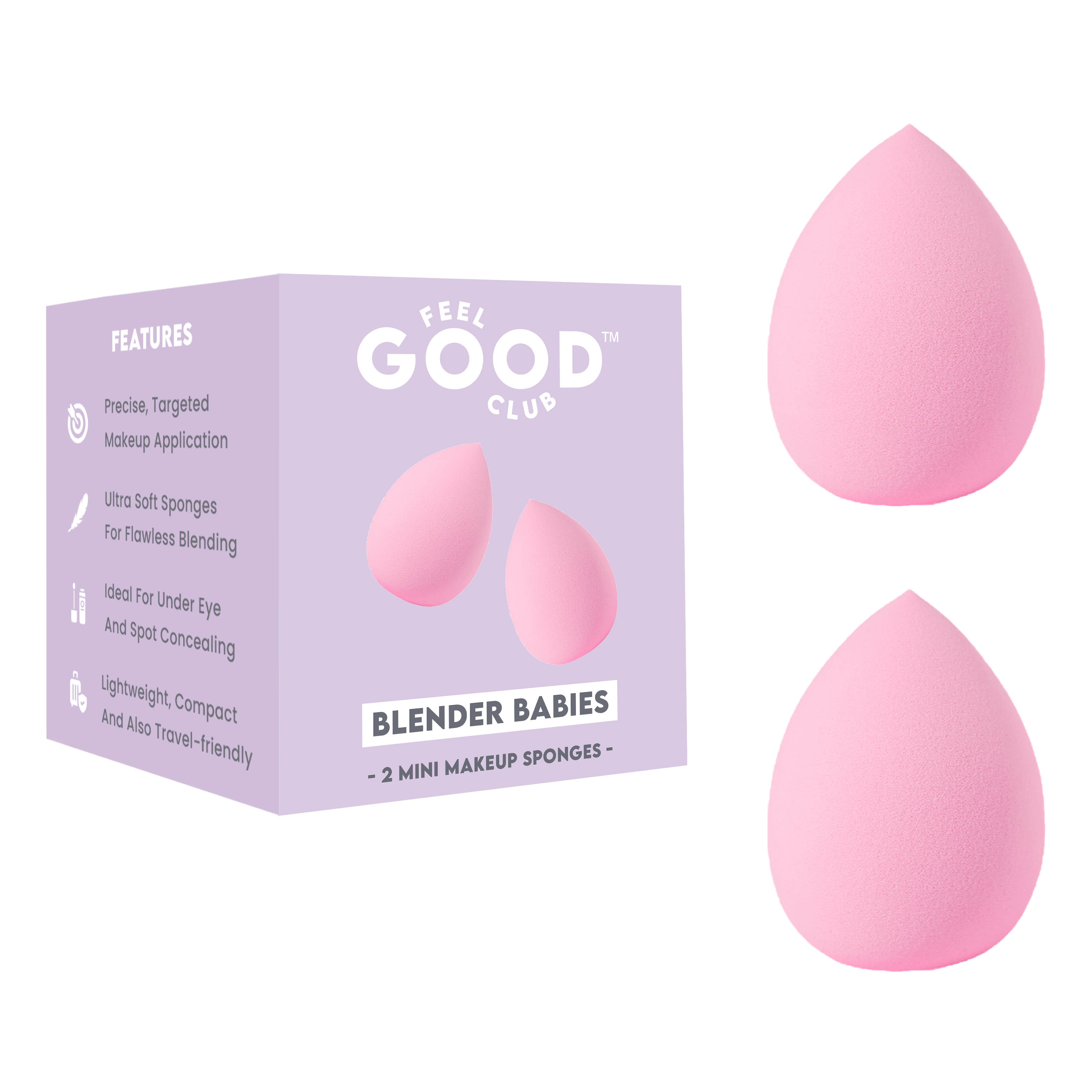 Feel Good Club Blender Babies Soft Mini Makeup Sponges Concealer Applicator Beauty Puffs - Pack Of 2