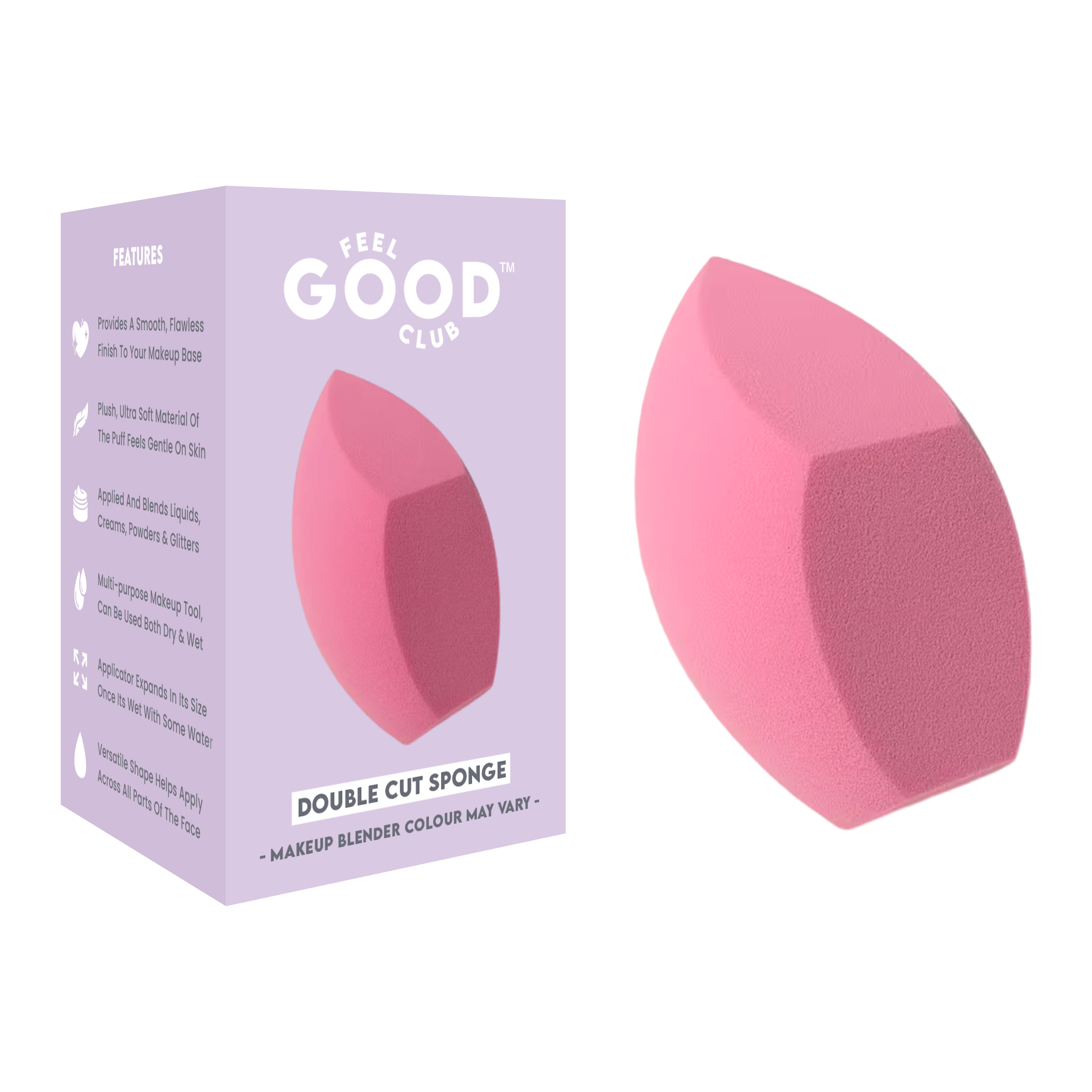 Feel Good Club Double Cut Makeup Sponge Puff For Blending Foundation Concealer Blush Face Contour