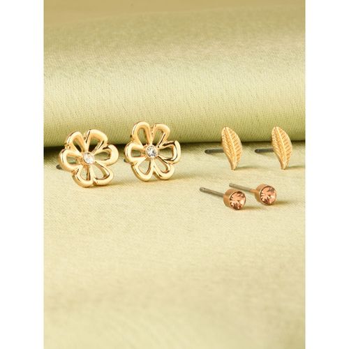 Buy Accessorize London Women's goldSet of Nature Stud Earring