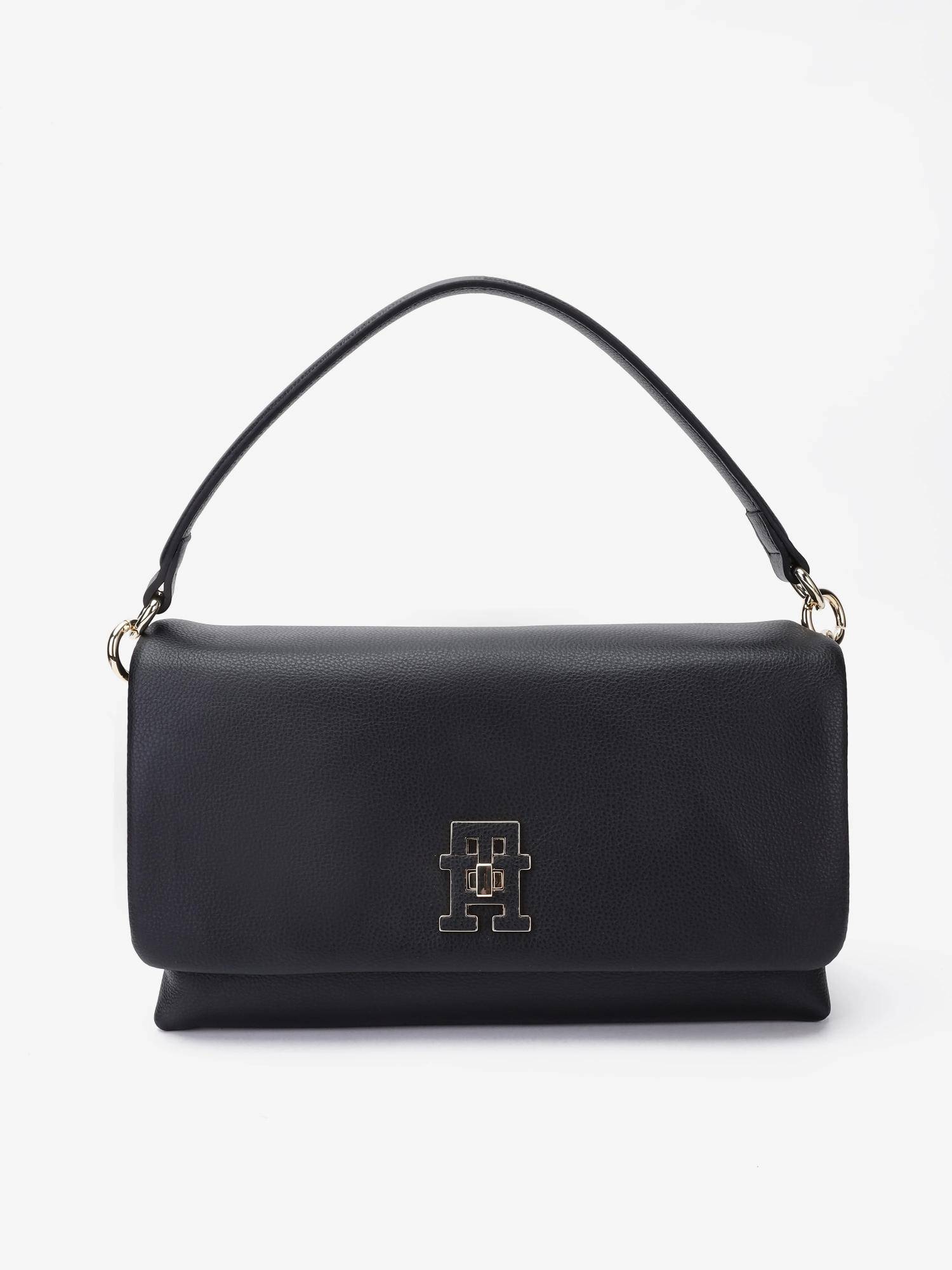 Tommy Hilfiger Solid Black Polyester Sling Bag