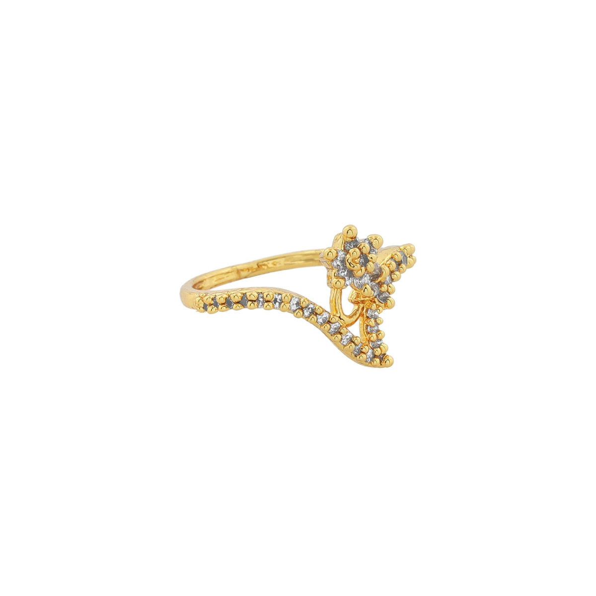 Estele Gold Plated CZ Flower Designer Ring foe Women: Buy Estele Gold ...