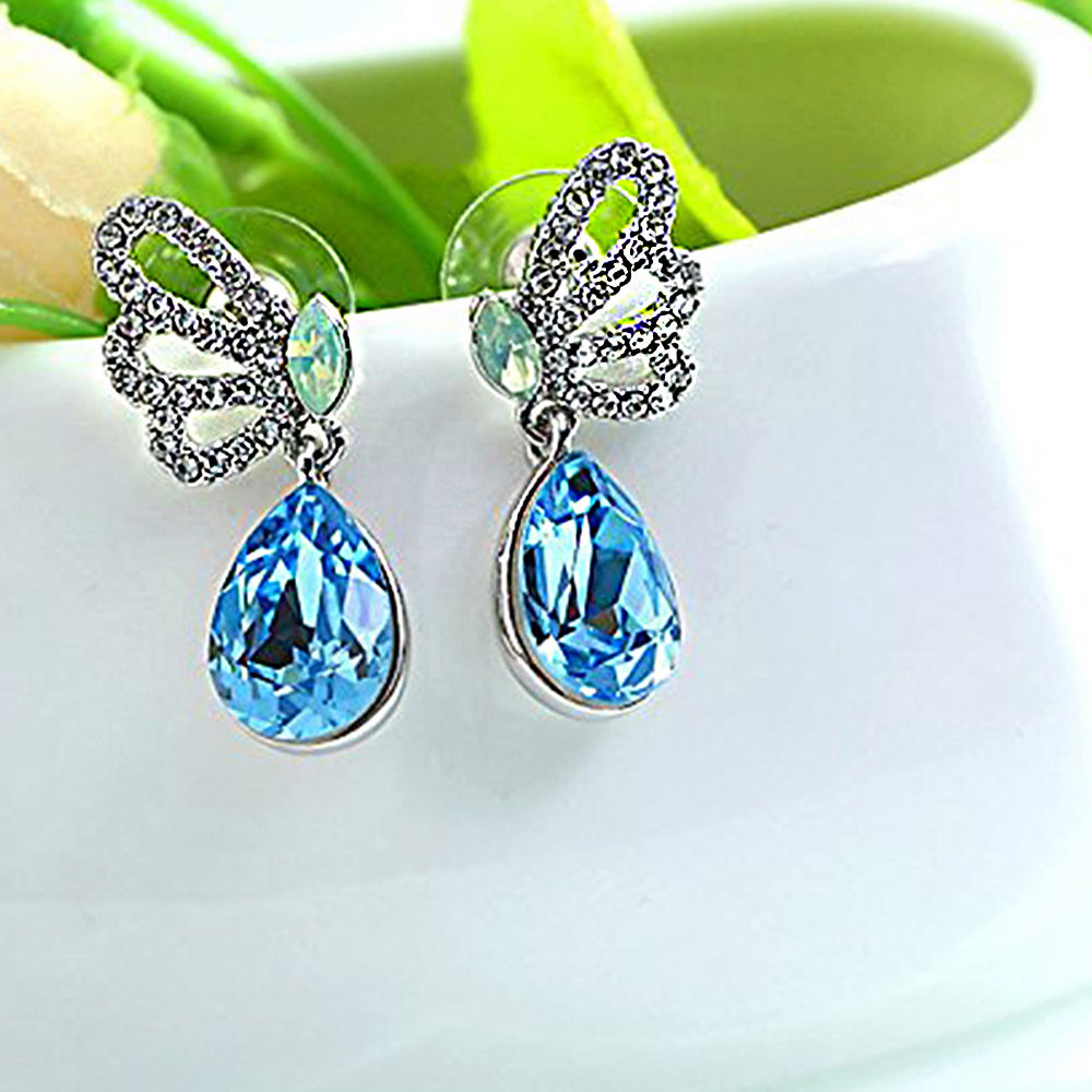 silver crystal teardrop earrings