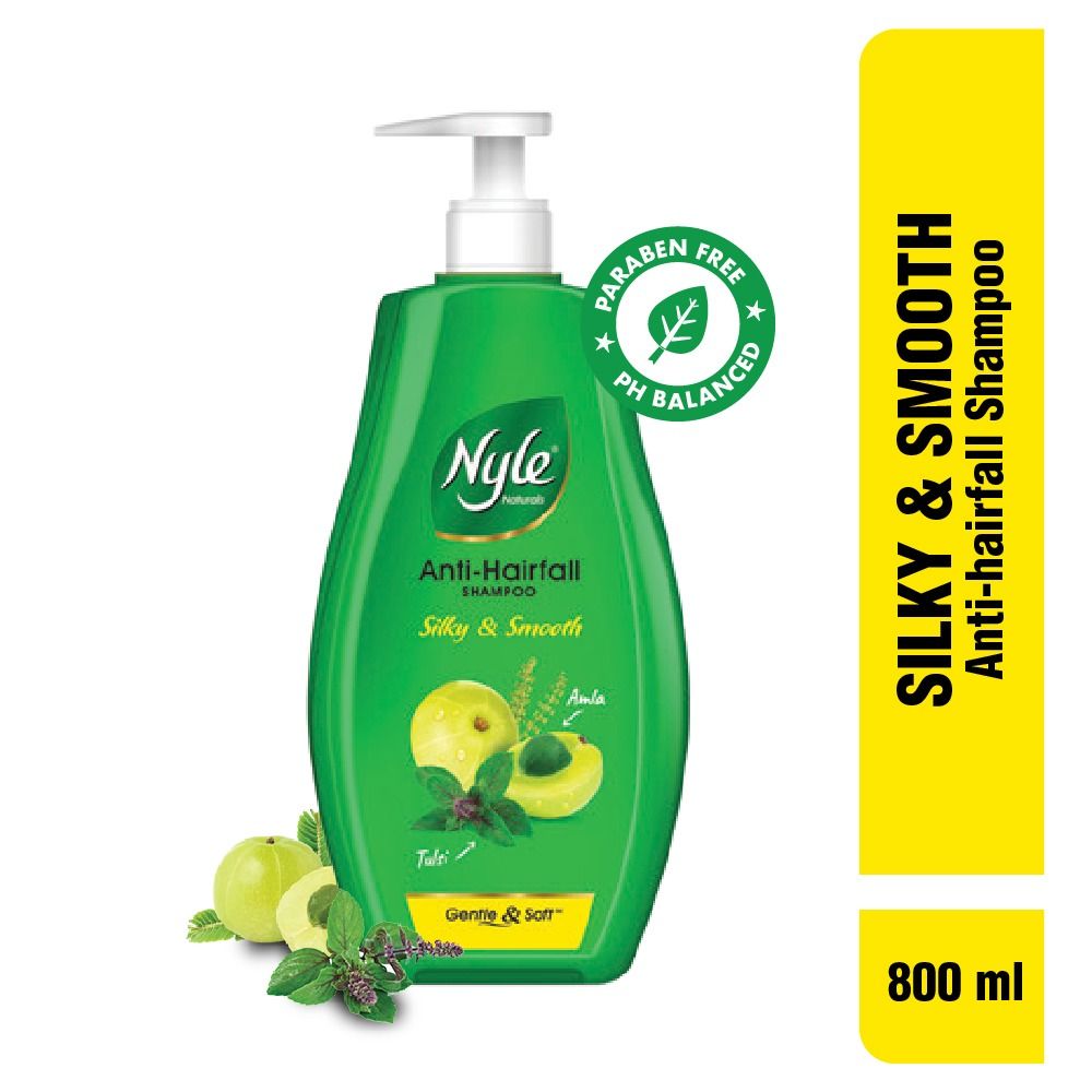 Nyle Naturals Silky and Smooth Anti Hairfall Shampoo With Goodness Of  Tulsi And Amla 180 ML