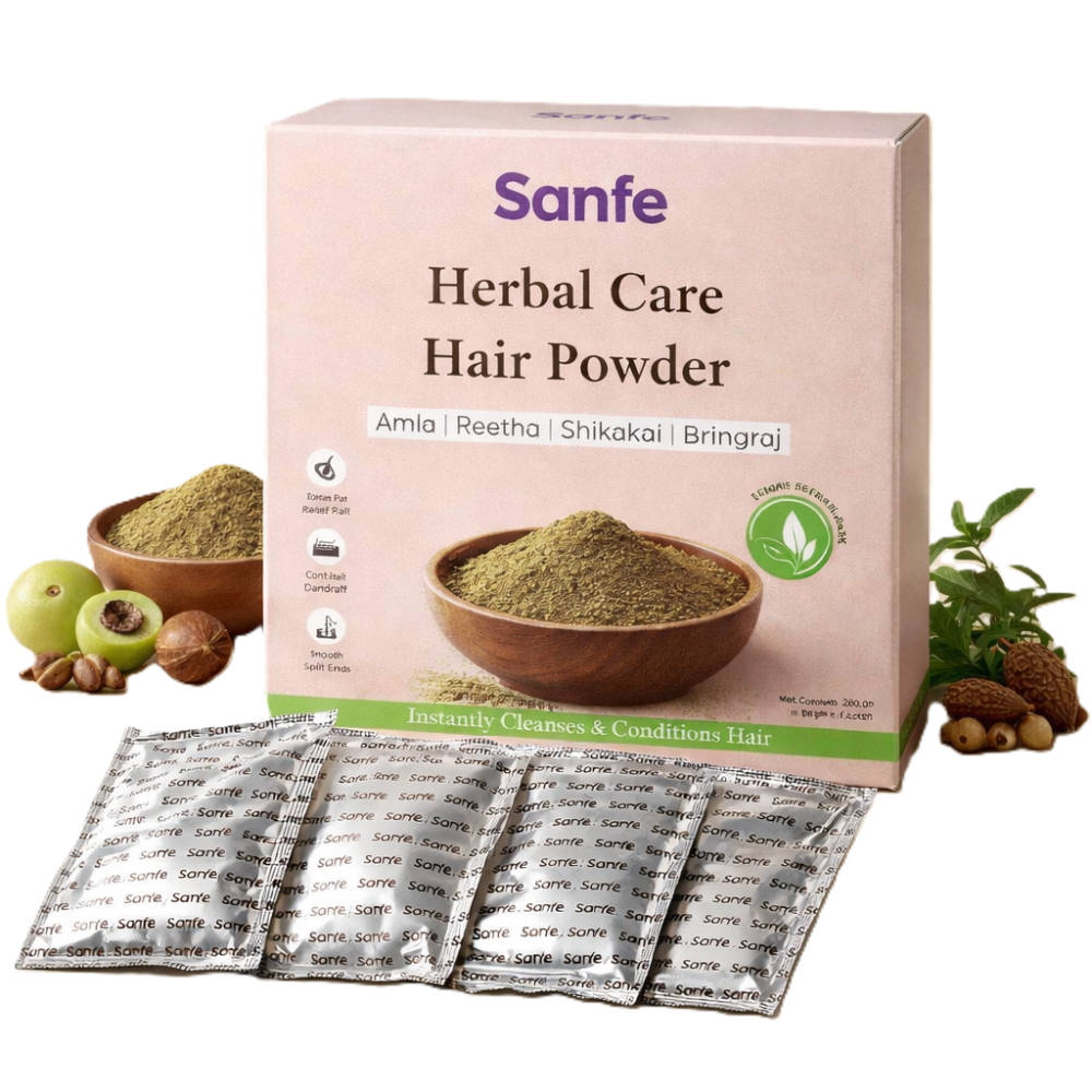 Sanfe Amla Reetha Shikakai Bhringraj Herbal Care Hair Powder - Set Of 4