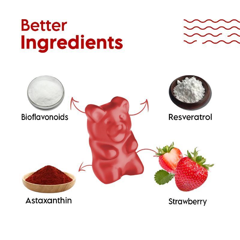 Clensta Anti Ageing Gummies With Astaxanthin, Resveratrol, Quercetin