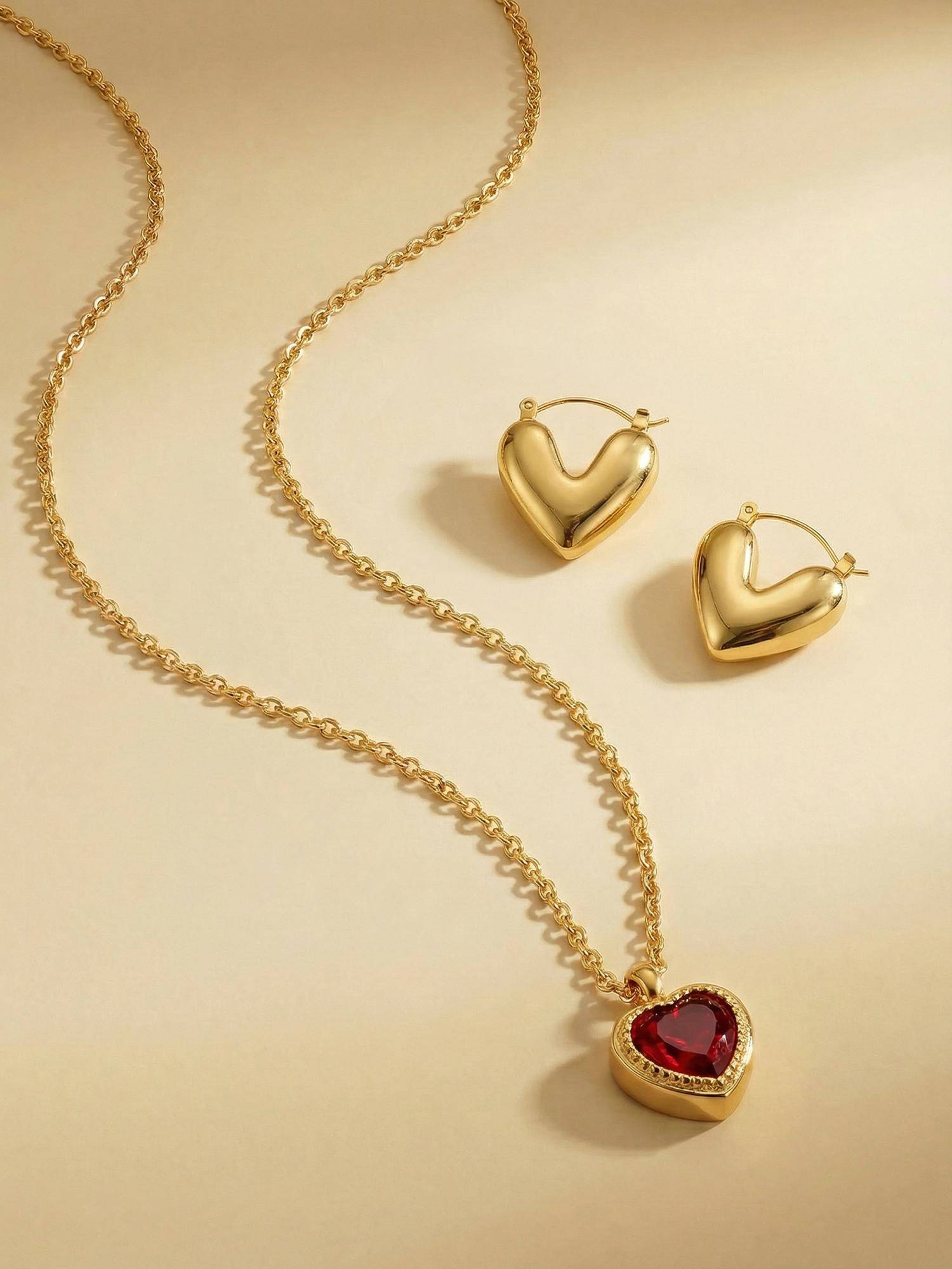 Palmonas Women Red Elegant Heart Allure Jewellery Set
