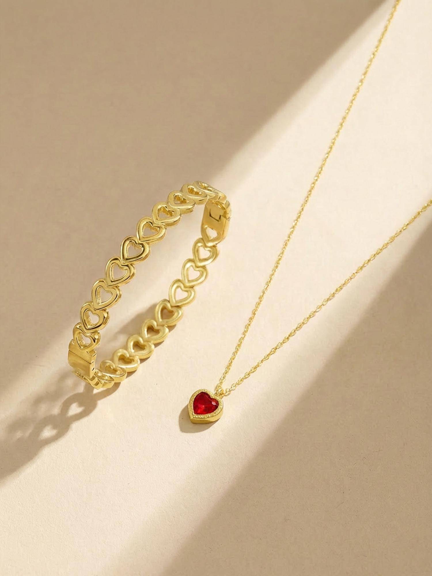 Palmonas Women Petite Red Heart Love Jewellery Set