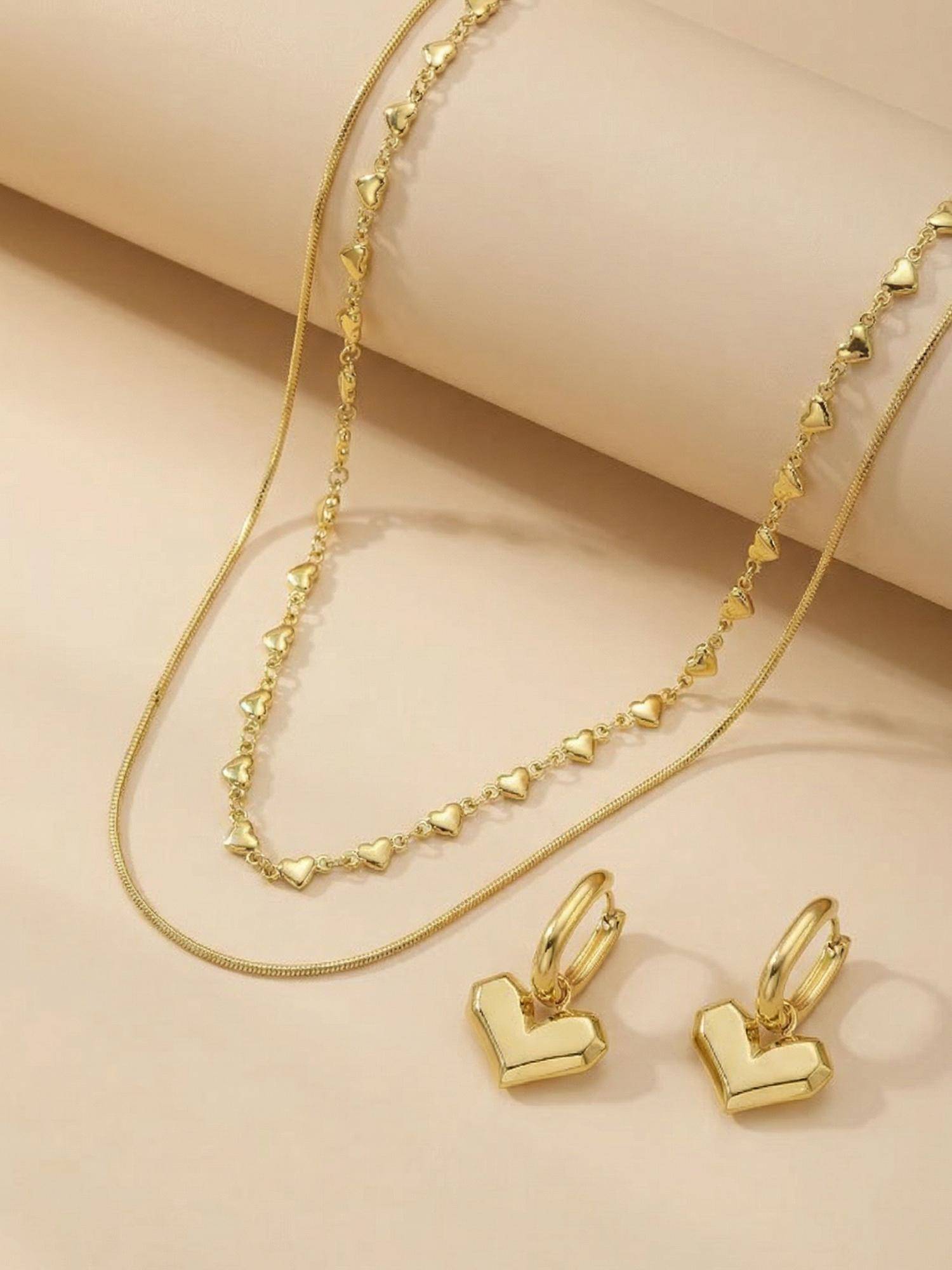 Palmonas Women Gold Love Bound Heart Elegance Jewellery Set