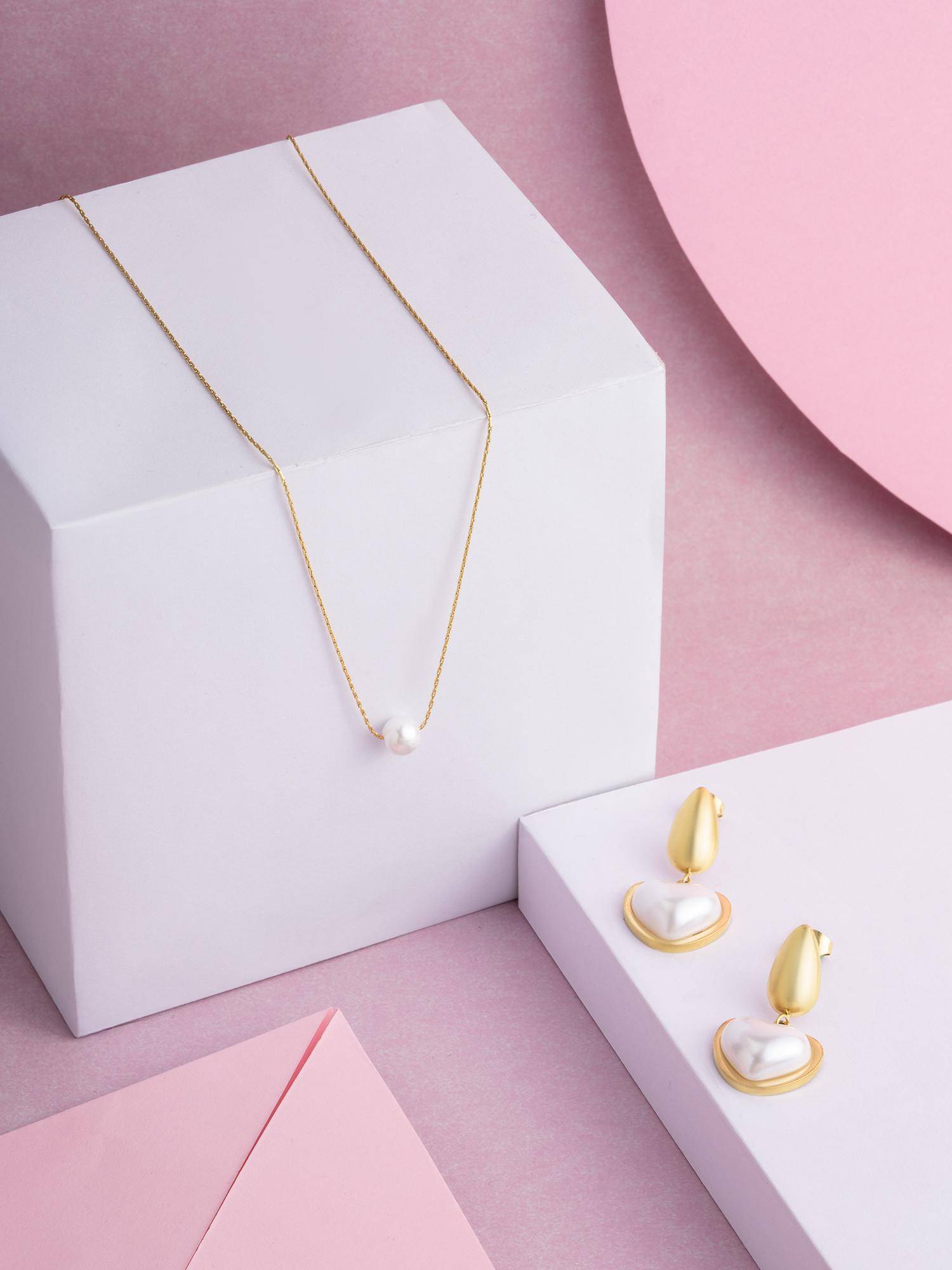 Palmonas Women Classic Heart Pearl Love Jewellery Set