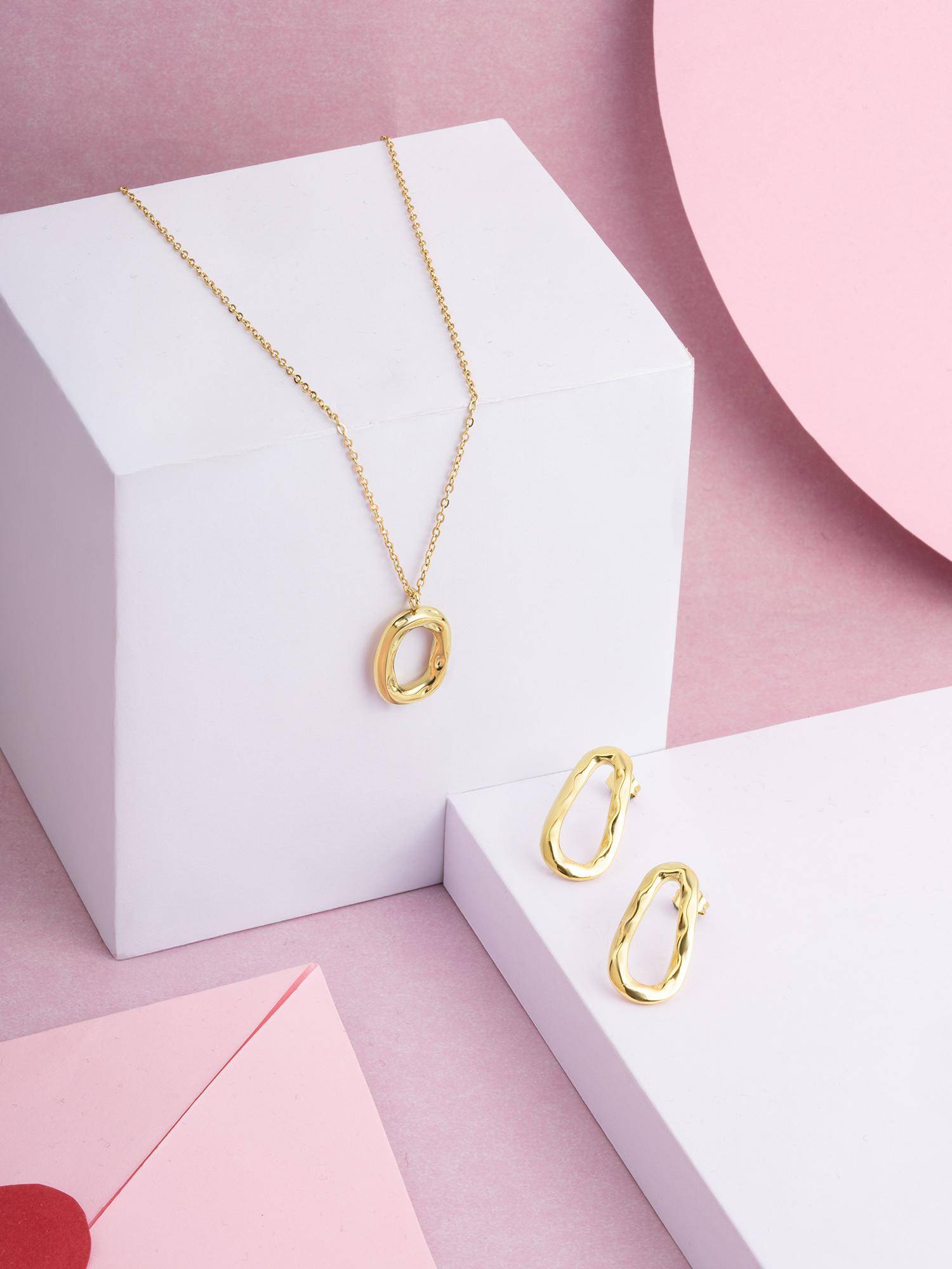 Palmonas Women Gold Molten Muse Jewellery Set