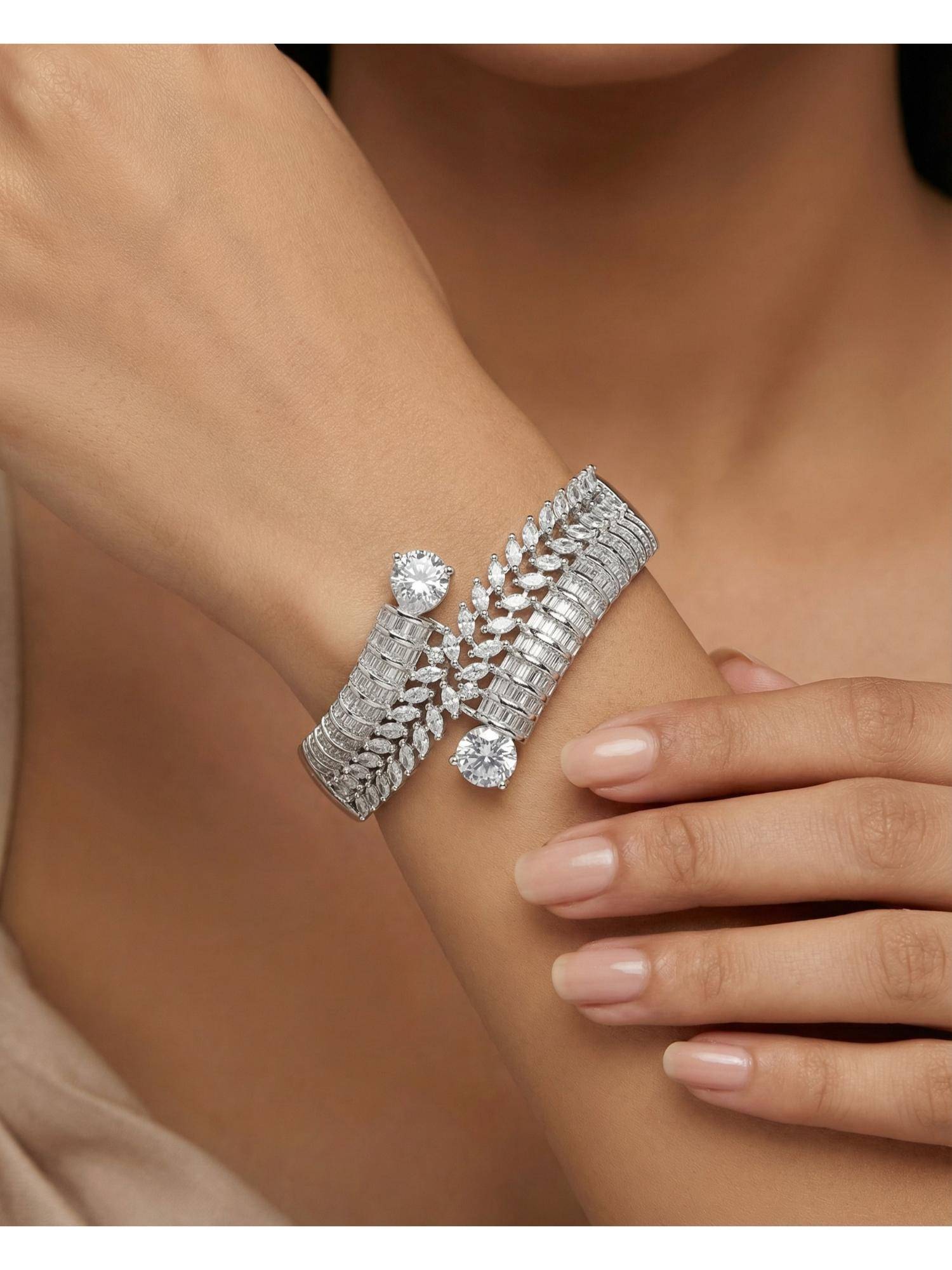 Nuyug Women Anvi American Diamond Statement Bracelet