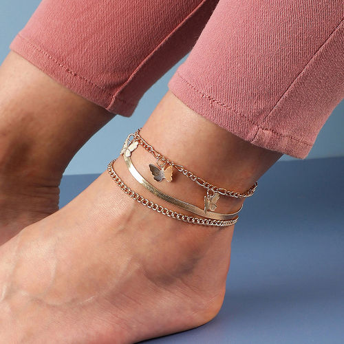 SOHI Women Gold Plated Set of Anklet Cum Bracelet