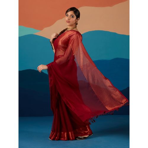 Georgette Party Wear Red Embroidered Net Saree, 5.5 m (separate blouse  piece) at Rs 1400 in Indore