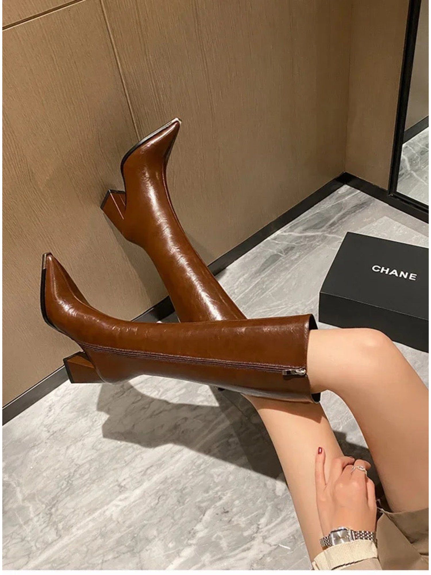 Buy MISS MOSA BY AKANKSHA James Knee High Pointed Leather Casual