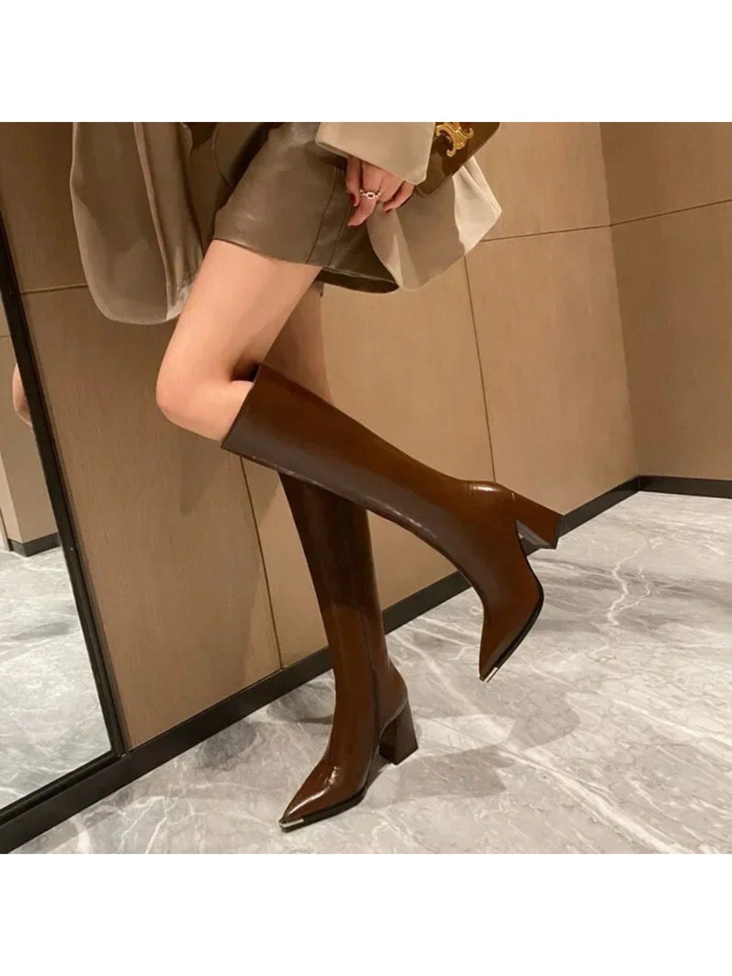 Buy MISS MOSA BY AKANKSHA James Knee High Pointed Leather Casual