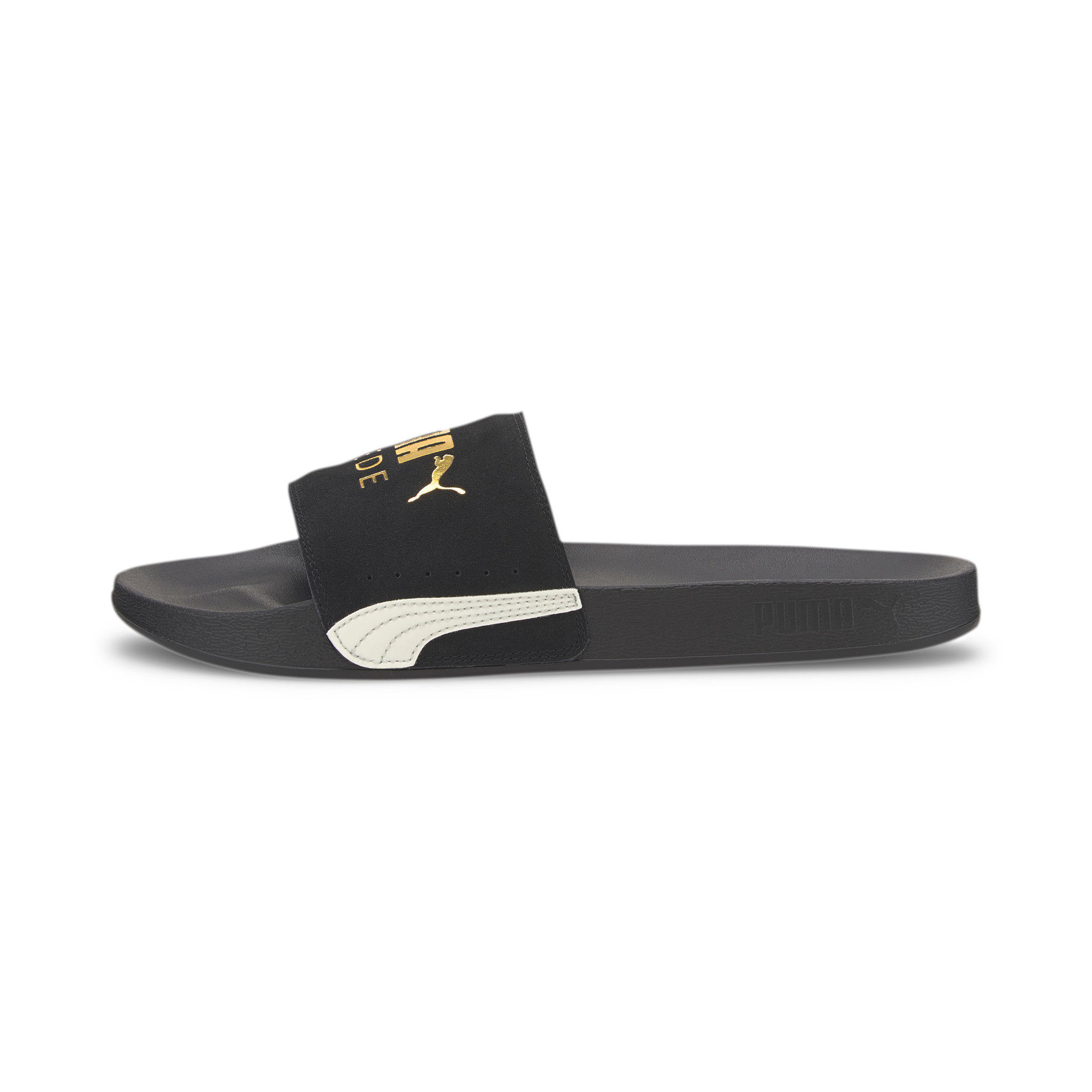 Black discount suede sliders