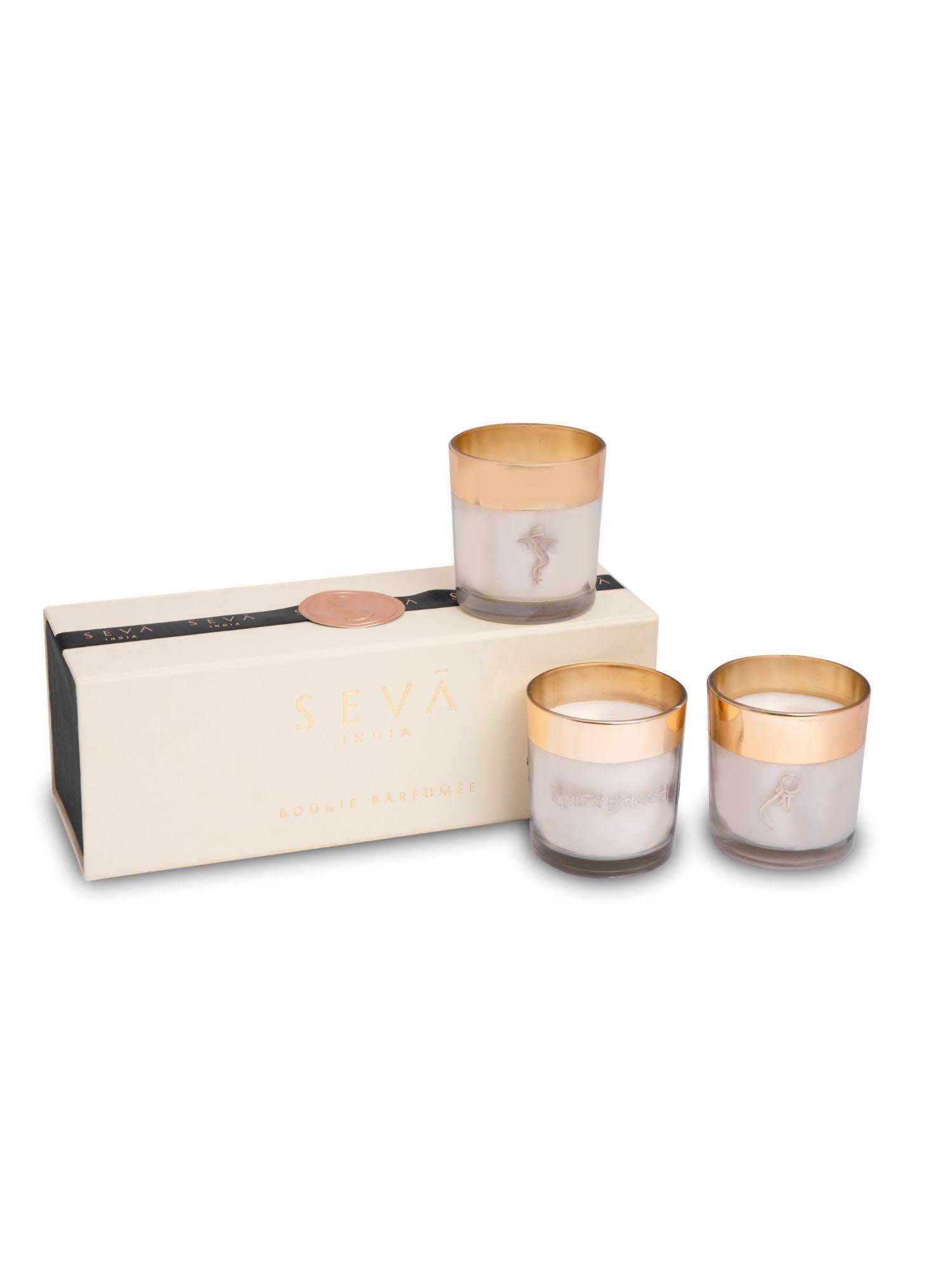 SEVA HOME Enchante Divine Candle Set (Pack Of 3) Luxury Gifting 25 Hour Burn