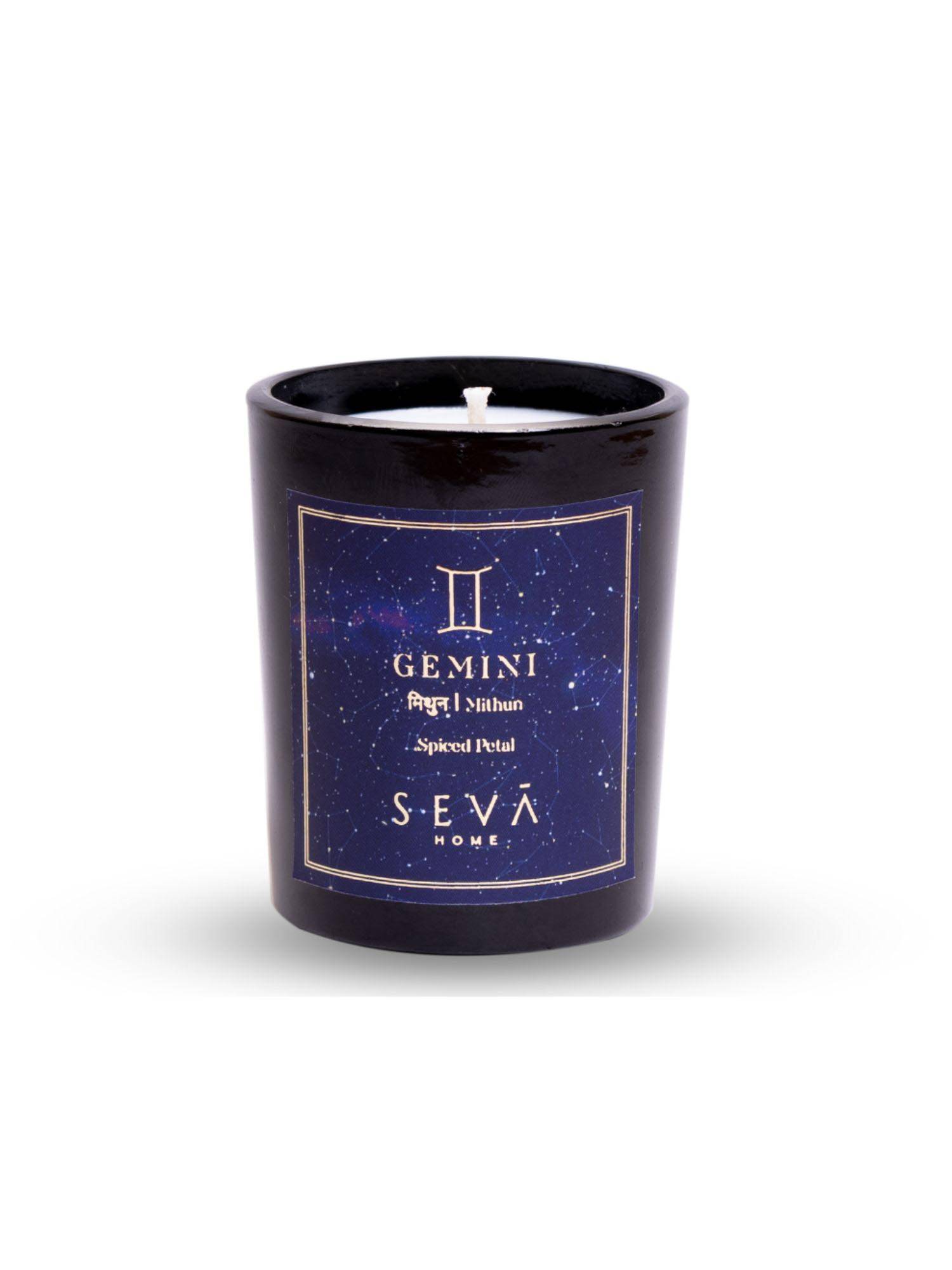 SEVA HOME Gemini Zodiac Candle Soy Wax Candle Hand-Poured Candle Juhi & Elaichi Fragrance