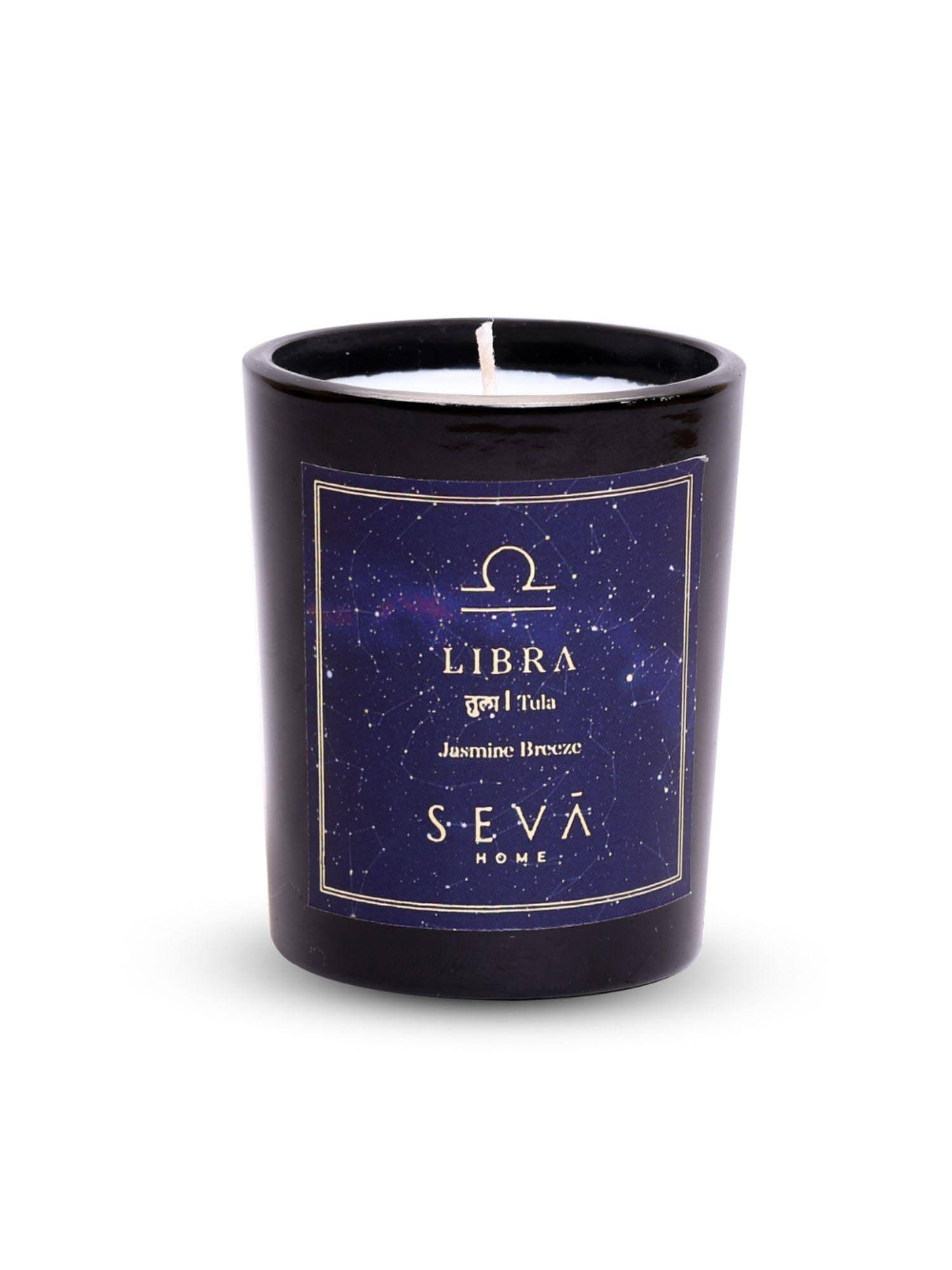 SEVA HOME Libra Zodiac Candle Soy Wax Candle Hand-Poured Candle Camphor & Jasmine Fragrance