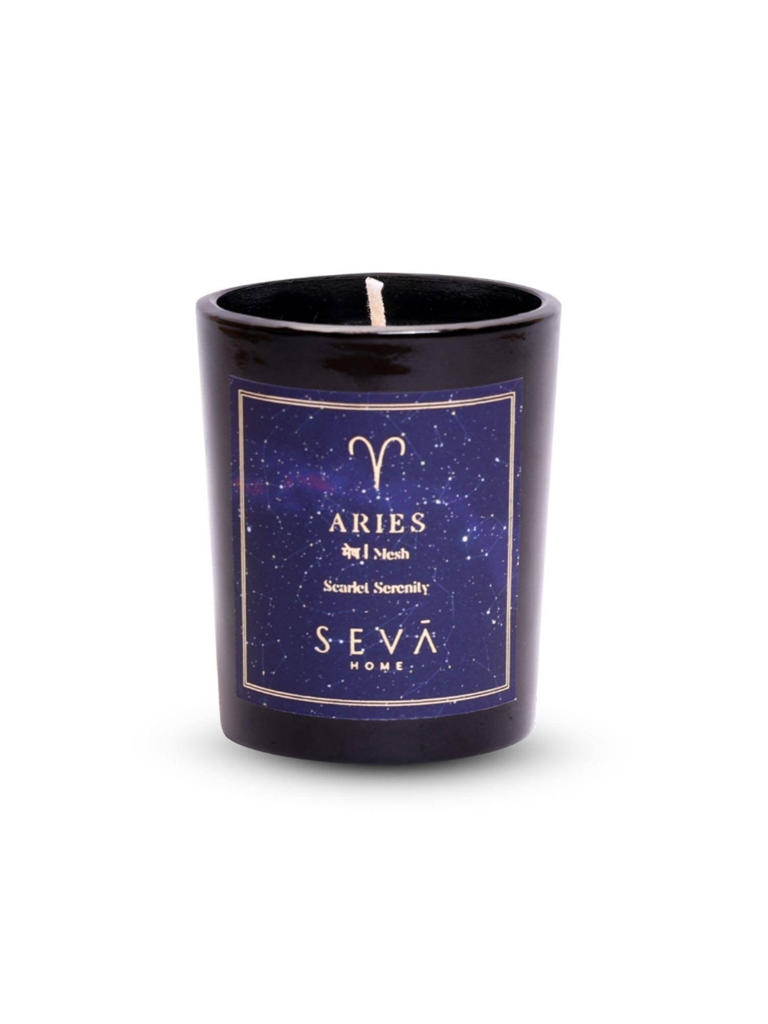 SEVA HOME Aries Zodiac Candle Soy Wax Candle Hand-Poured Candle Kesar Rose Juhi Fragrance