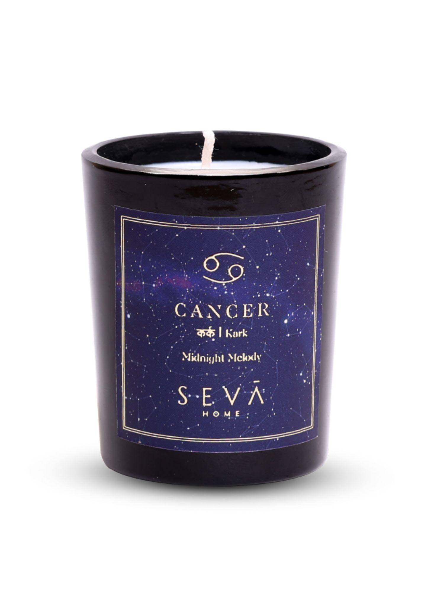 SEVA HOME Cancer Zodiac Candle Soy Wax Hand-Poured Candle Chameli Raat Rani & Kewda Fragrance
