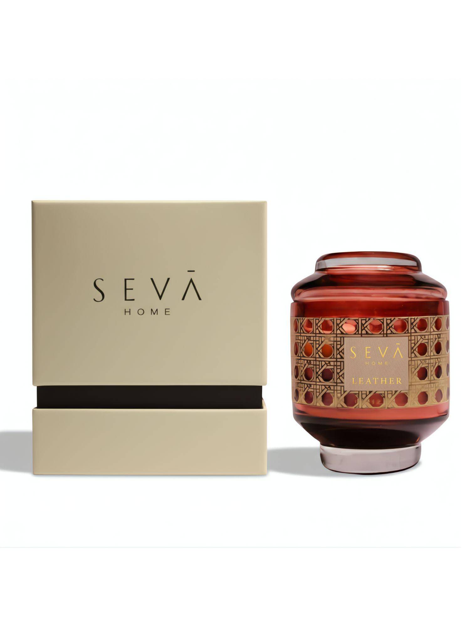 SEVA HOME Sacred Spaces Leather Fragrance Candle Luxury Scented Candle