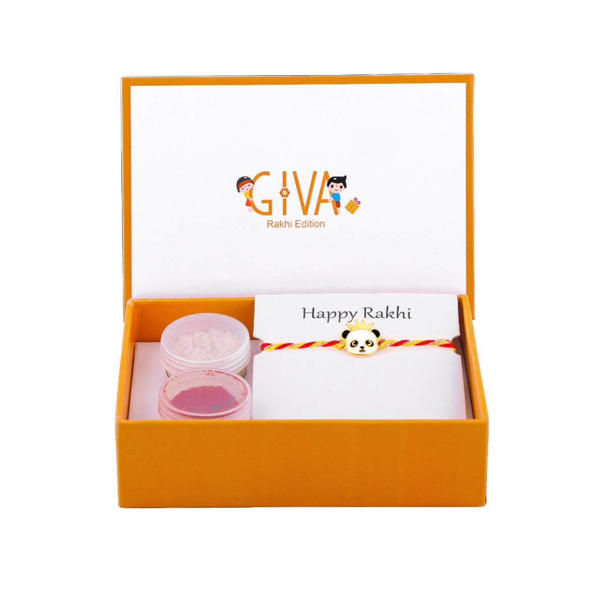 GIVA 925 Silver Golden Crowing Panda Rakhi for Kids