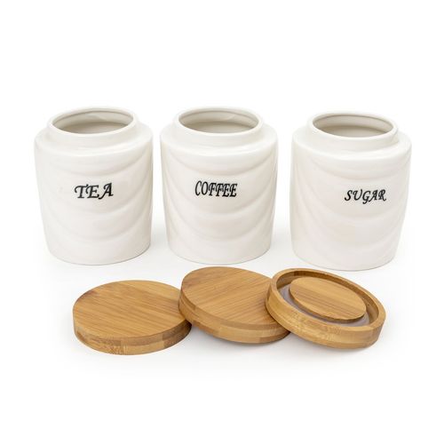 Buy EZ Life White Ceramic Drapes Tea Coffee Sugar Canisters pcs