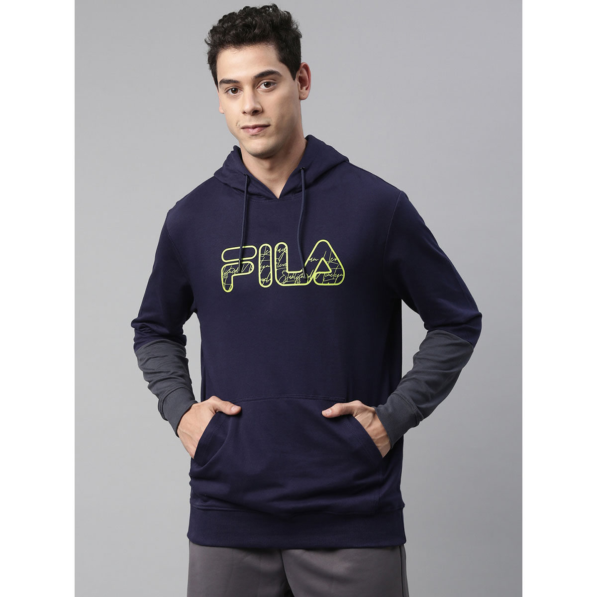 Buy FILA Men Hamish Navy Blue Hoodie Online