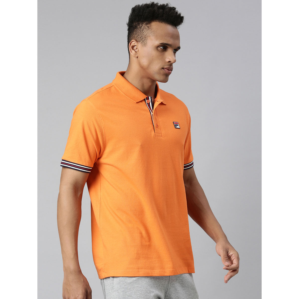 Buy FILA Men Omari Orange Polo T shirt Online