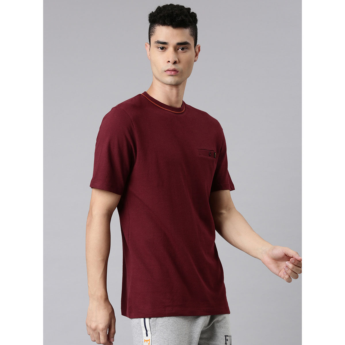 Buy FILA Men Tomba Maroon T shirt Online