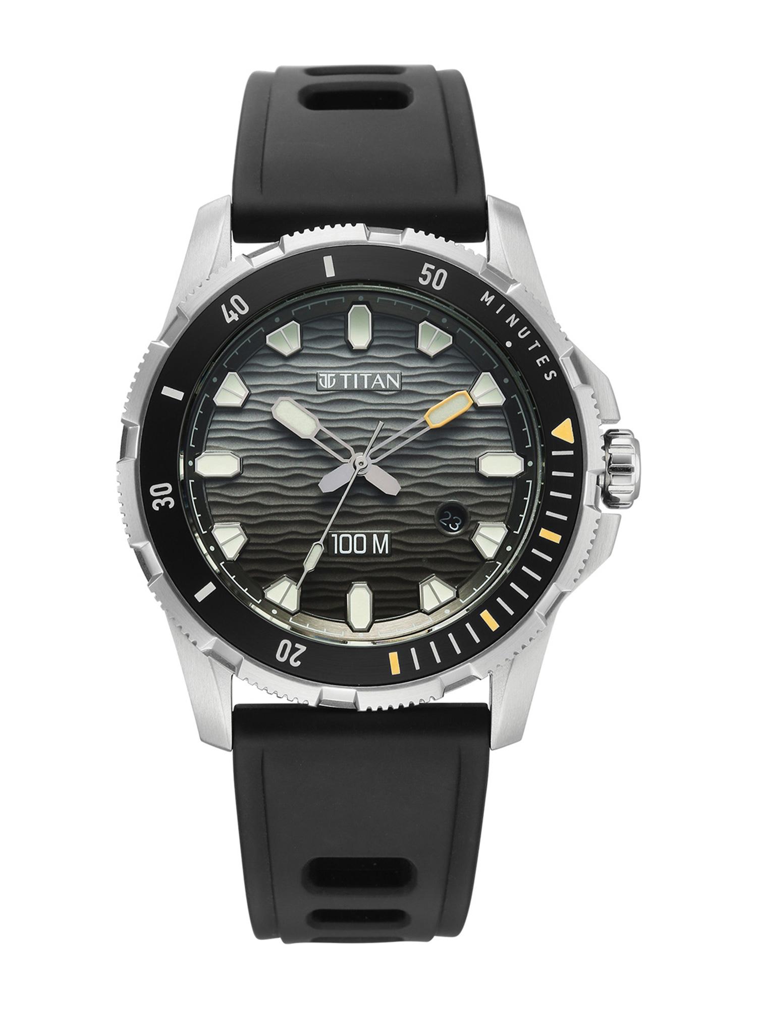 Buy Titan Men Zero Hour Diver's 100m Black Dial Analog Watch