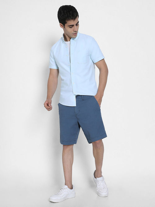 Buy American Eagle Men Blue Flex Lived-In Khaki Shorts Online