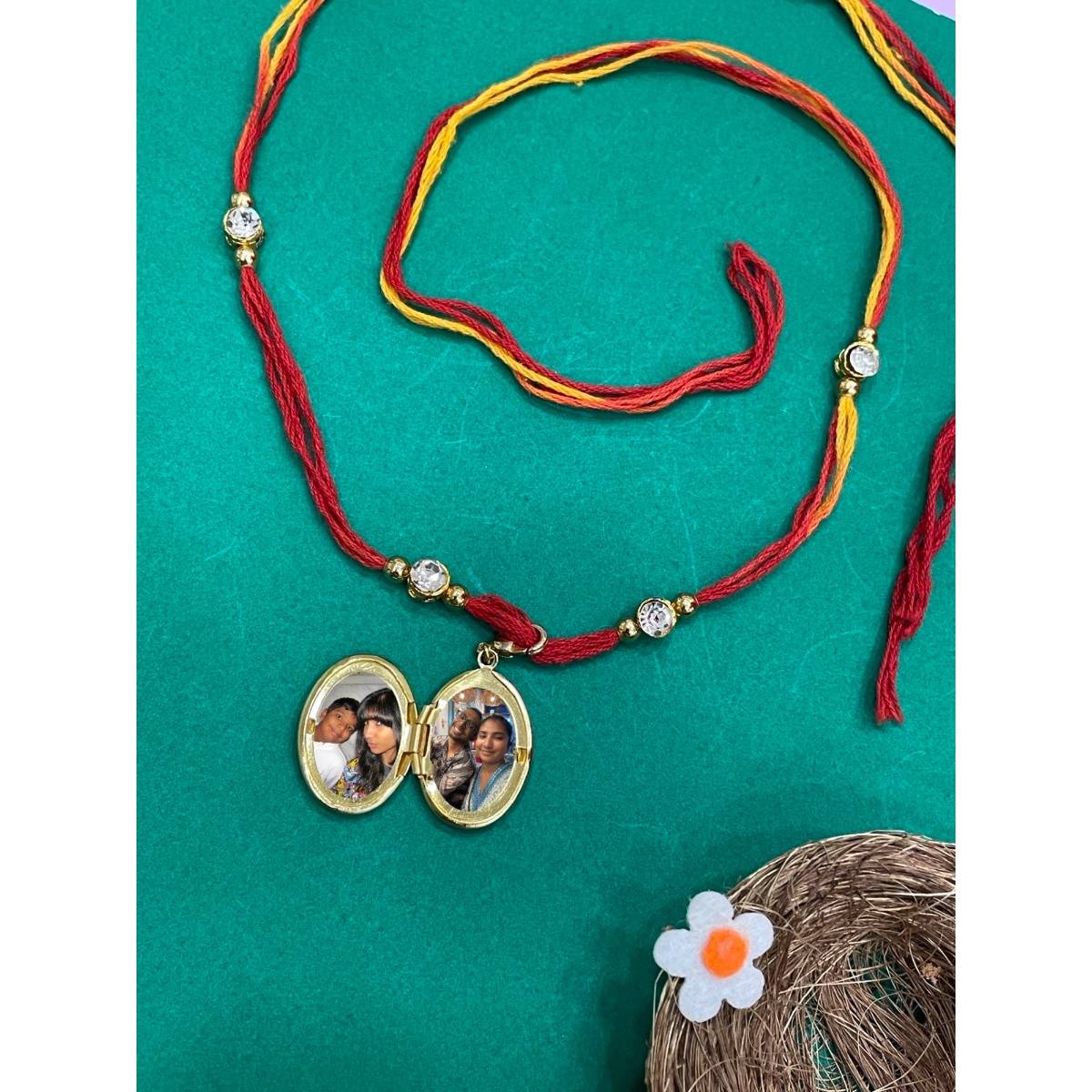 Digital Dress Room Photo Frame and Stone Lumba Rakhi