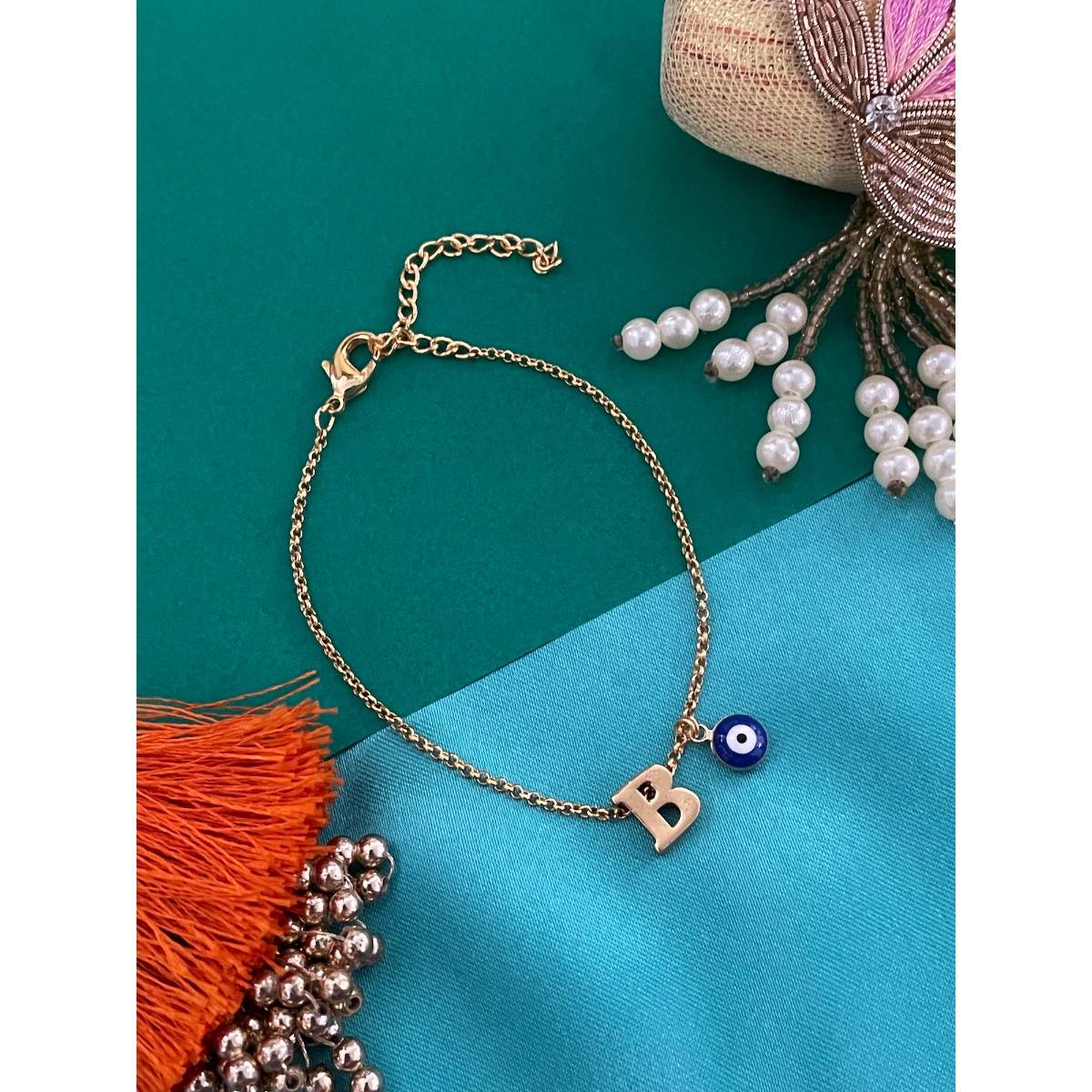 Digital Dress Room Letter B Evil Eye Name Rakhi Bracelet