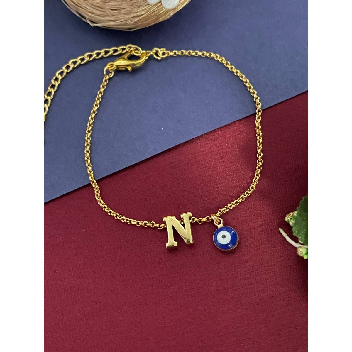 Digital Dress Room Letter N Evil Eye Name Rakhi Bracelet