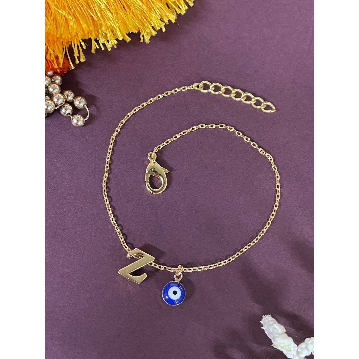 Digital Dress Room Letter Z Evil Eye Name Rakhi Bracelet