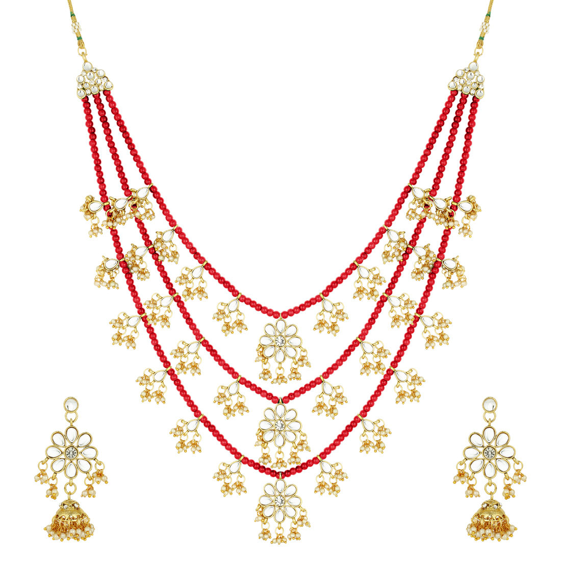 Layered Necklace Earrings Jewellery Set 
