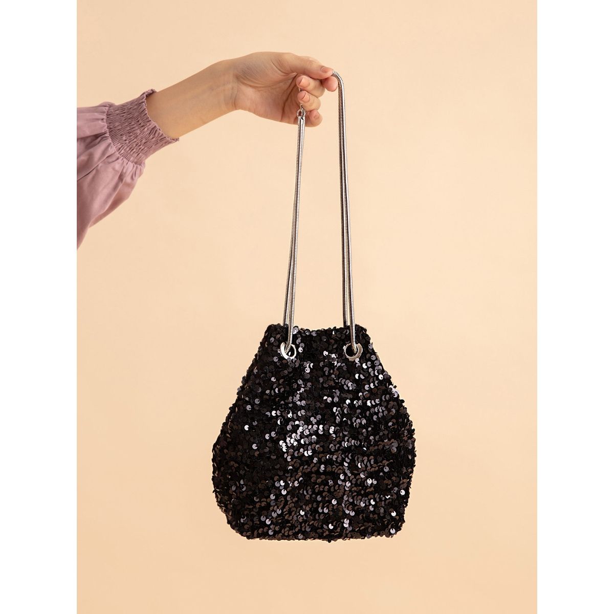 DN Creation Black Sling Bag BLACK GLITTER BAG 710 BLACK  Price in India   Flipkartcom