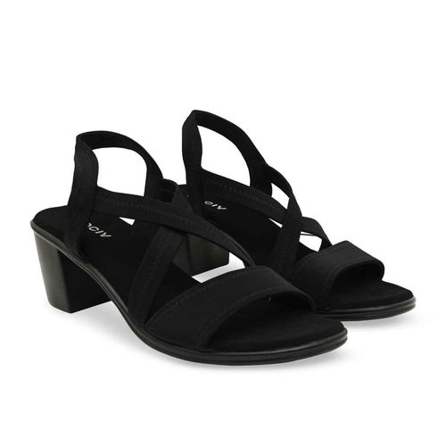 ROCIA By Regal Black Women Comfort Strappy Block Sandals Heels (EURO 39)