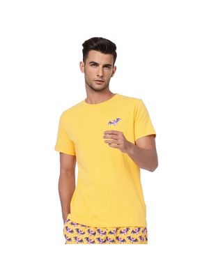 Jack & Jones Yellow T-shirt &amp; Printed Shorts Set