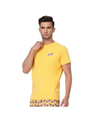 Jack & Jones Yellow T-shirt &amp; Printed Shorts Set