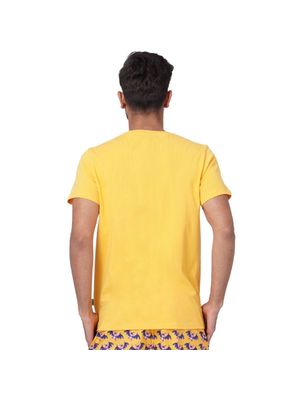 Jack & Jones Yellow T-shirt &amp; Printed Shorts Set