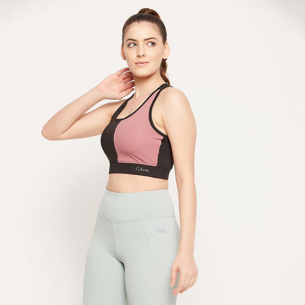 Buy Clovia Medium Impact Padded Sports Bra With Removable Cups In Black,pink  Online